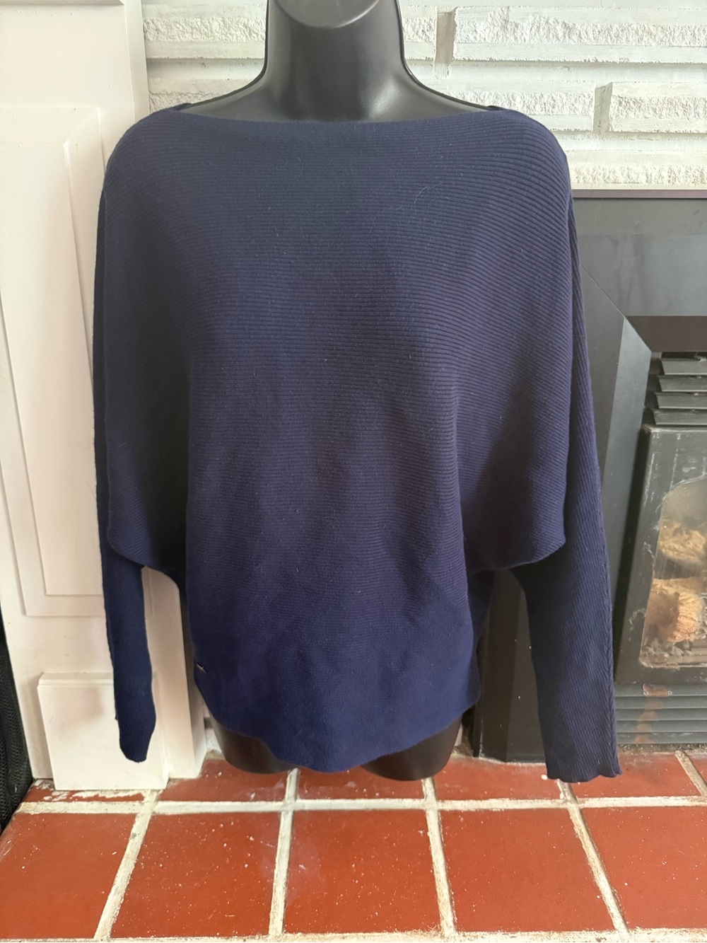 Ralph Lauren Navy Boatneck/Off Shoulder Knit Sweater Size M